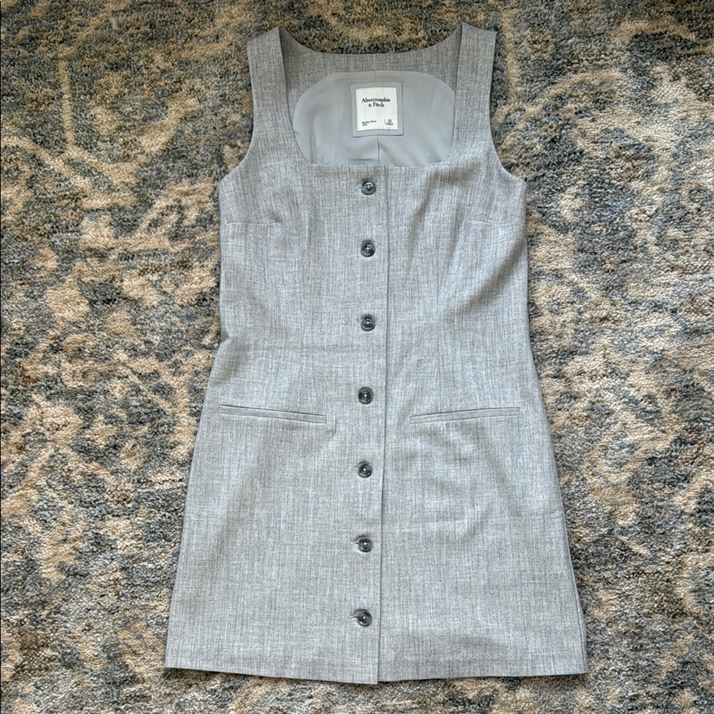 Gray Sleeveless Button-Down Dress